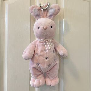 Carter's Just One Year Pink Bunny Rabbit Musical Pull Toy Lovey Brahms Lullaby